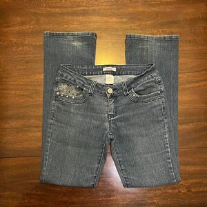 Bongo Women's Embellished Dark Wash Blue Jeans No size tag (Measures: 28x30)